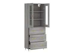 Aparador cómoda cómoda armario mueble organizador cocina salón salón alto Sonoma 69,5 x 34 x 180 cm madera contrachapada gris 02_0035451
