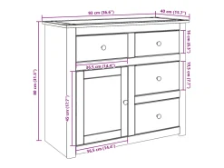 Aparador cómoda cómoda armario mueble organizador cocina salón salón con cajones 93 x 40 x 80 cm madera maciza de pino marrón 02_0030130