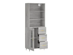 Aparador cómoda cómoda armario mueble organizador cocina salón salón alto Sonoma 69,5 x 34 x 180 cm madera contrachapada gris 02_0035437