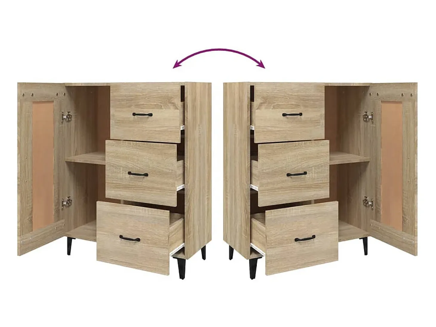 Aparador cómoda cómoda armario mueble de almacenamiento organizador cocina salón salón Sonoma 69,5 x 34 x 90 cm madera contrachapada marrón 02_0031656