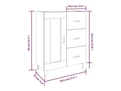 Aparador cómoda cómoda armario mueble de almacenamiento organizador cocina salón salón Sonoma 69,5 x 34 x 90 cm madera contrachapada marrón 02_0031656