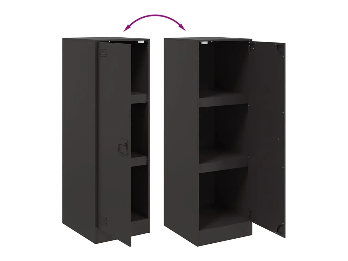 Aparador cómoda cómoda armario mueble organizador cocina salón salón 34,5 x 39 x 107 cm acero negro 02_0035915