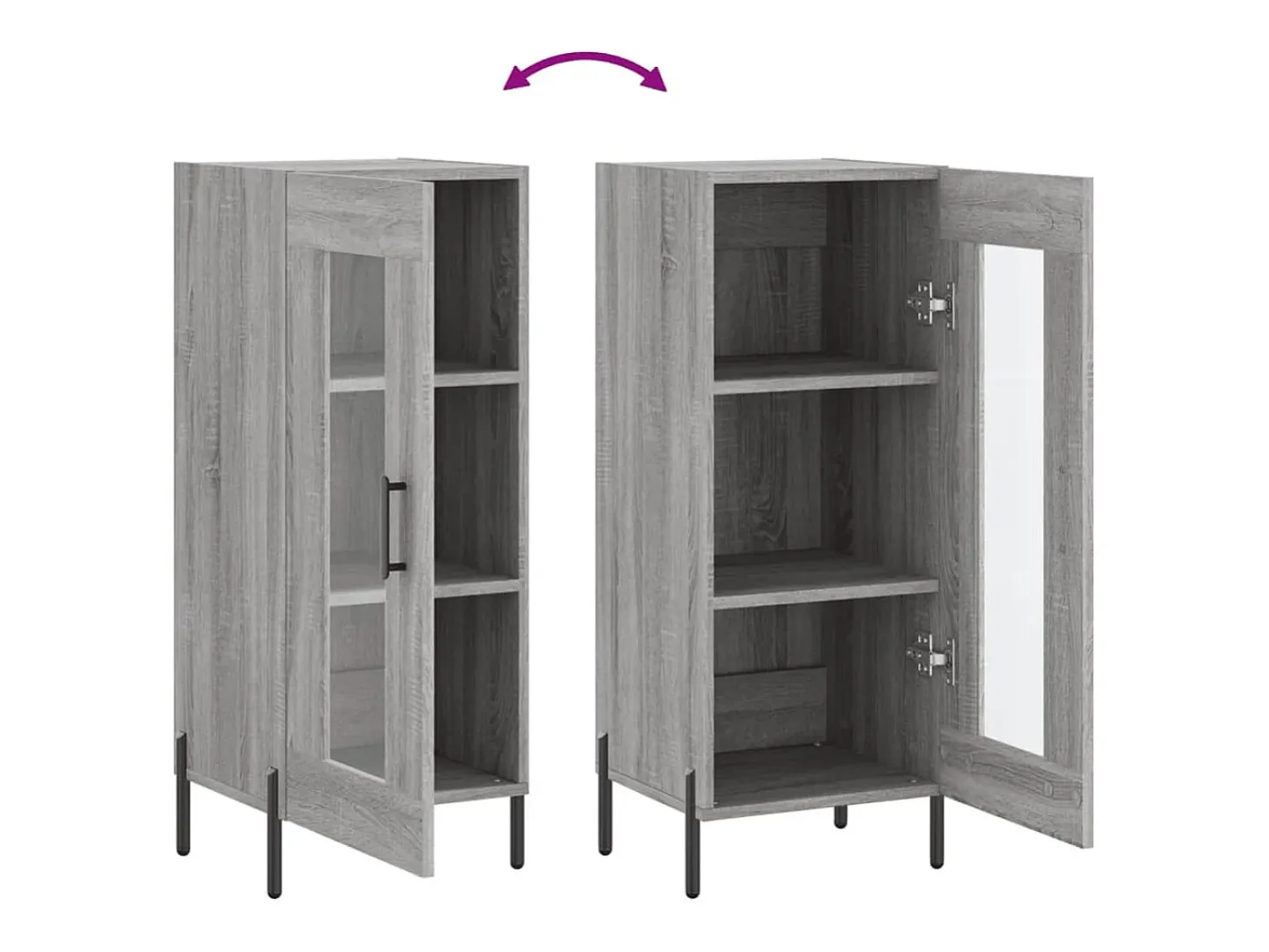 Aparador cómoda cómoda armario mueble organizador cocina salón salón Sonoma 34,5 x 34 x 90 cm madera contrachapada gris 02_0036302