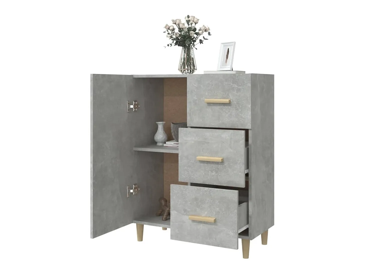 Aparador cómoda cómoda armario mueble organizador cocina salón salón 69,5 x 34 x 90 cm madera contrachapada gris 02_0032041