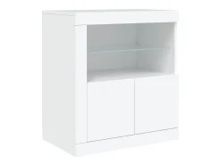 Aparador cómoda cómoda armario mueble organizador cocina salón salón con luces LED 283 x 37 x 67 cm blanco 02_0029846