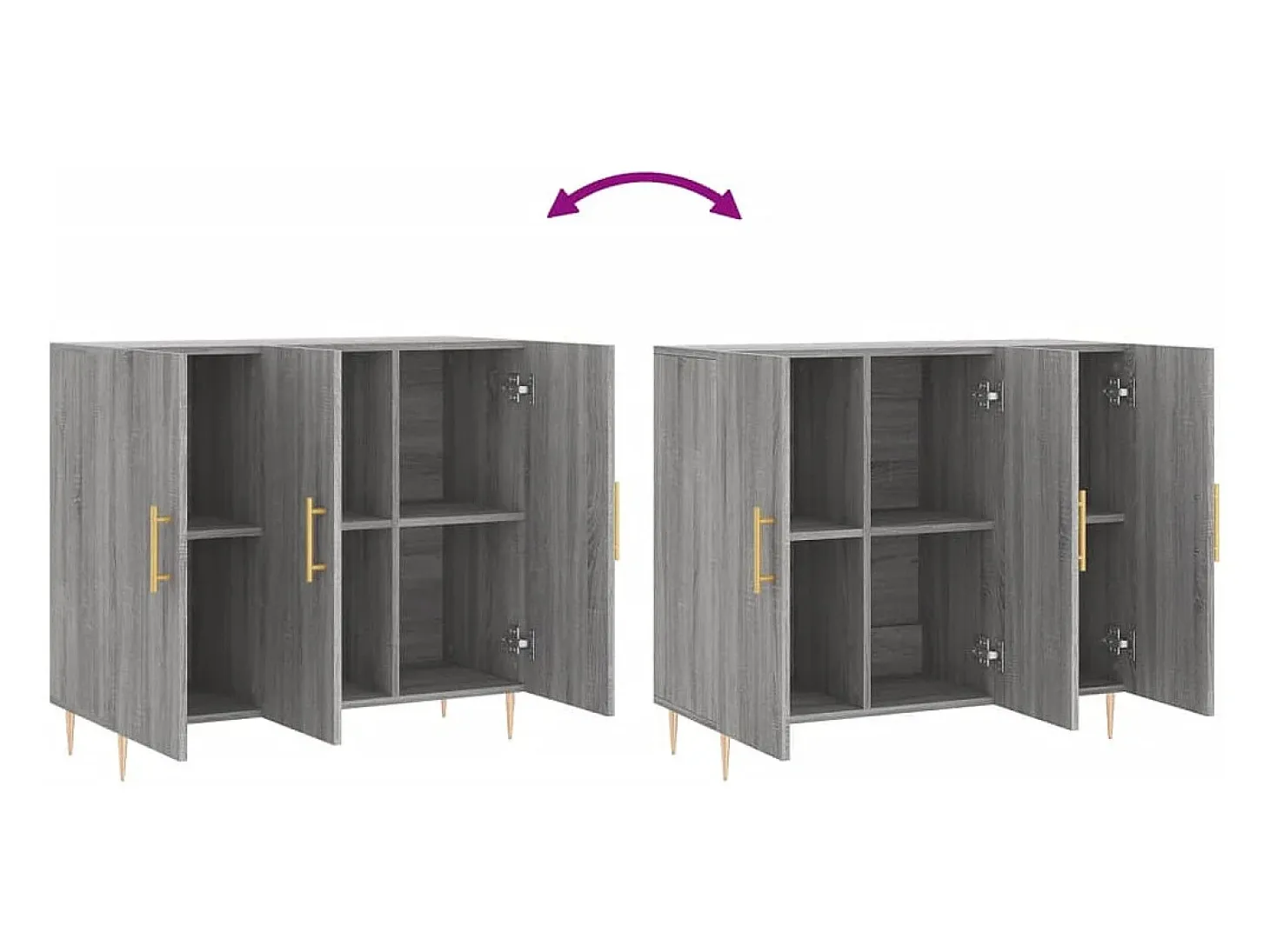Aparador cómoda cómoda armario mueble organizador cocina salón salón Sonoma 90 x 34 x 80 cm madera contrachapada gris 02_0036549