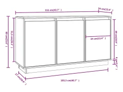 Aparador cómoda cómoda armario mueble organizador cocina salón salón 111 x 34 x 60 cm madera maciza de pino blanco 02_0030201