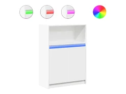 Aparador Cómoda Cómoda Armario Organizador Cocina Salón Salón con LED 72 x 34 x 100 cm Madera contrachapada blanca 02_0029773