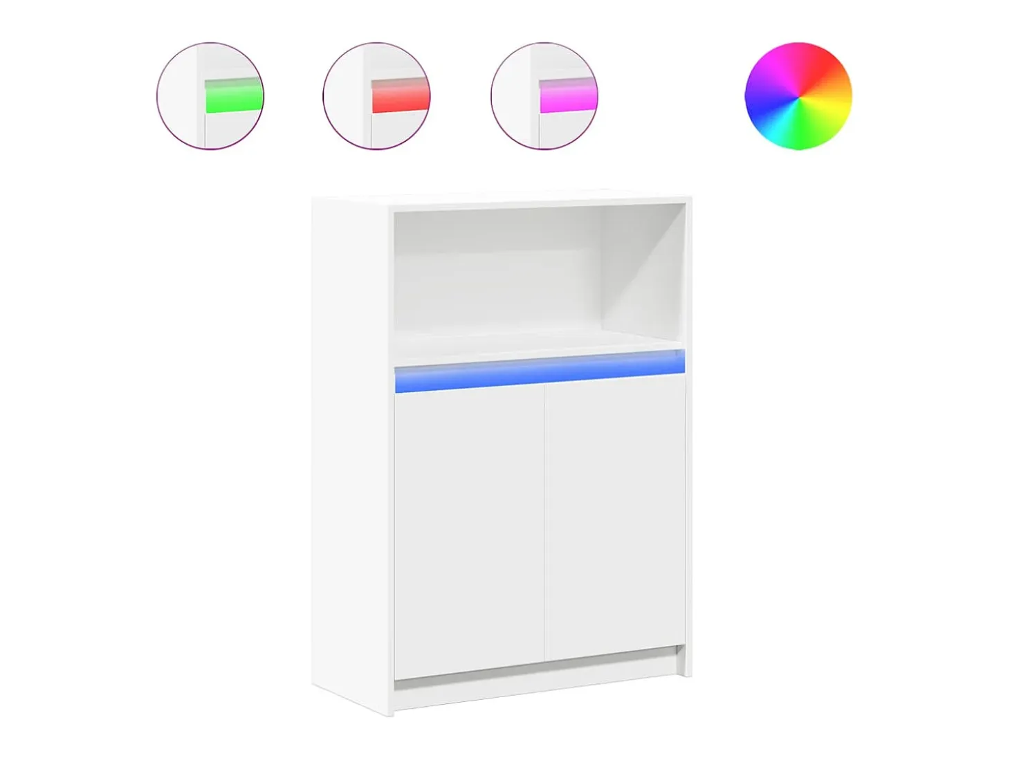 Aparador Cómoda Cómoda Armario Organizador Cocina Salón Salón con LED 72 x 34 x 100 cm Madera contrachapada blanca 02_0029773