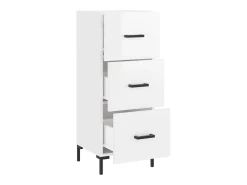 Aparador cómoda cómoda armario mueble organizador cocina salón brillante 34,5 x 34 x 90 cm madera contrachapada blanco 02_0030601