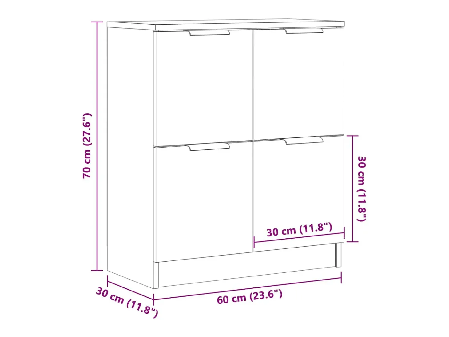 Aparador cómoda cómoda armario mueble organizador cocina salón salón madera vieja 60 x 30 x 70 cm madera contrachapada marrón 02_0036603
