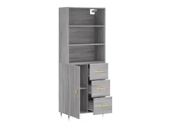 Aparador cómoda cómoda armario mueble organizador cocina salón salón alto Sonoma 69,5 x 34 x 180 cm madera contrachapada gris 02_0035482