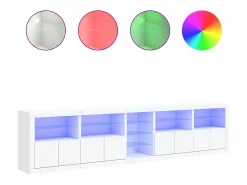 Aparador cómoda cómoda armario mueble organizador cocina salón salón con luces LED 283 x 37 x 67 cm blanco 02_0029847
