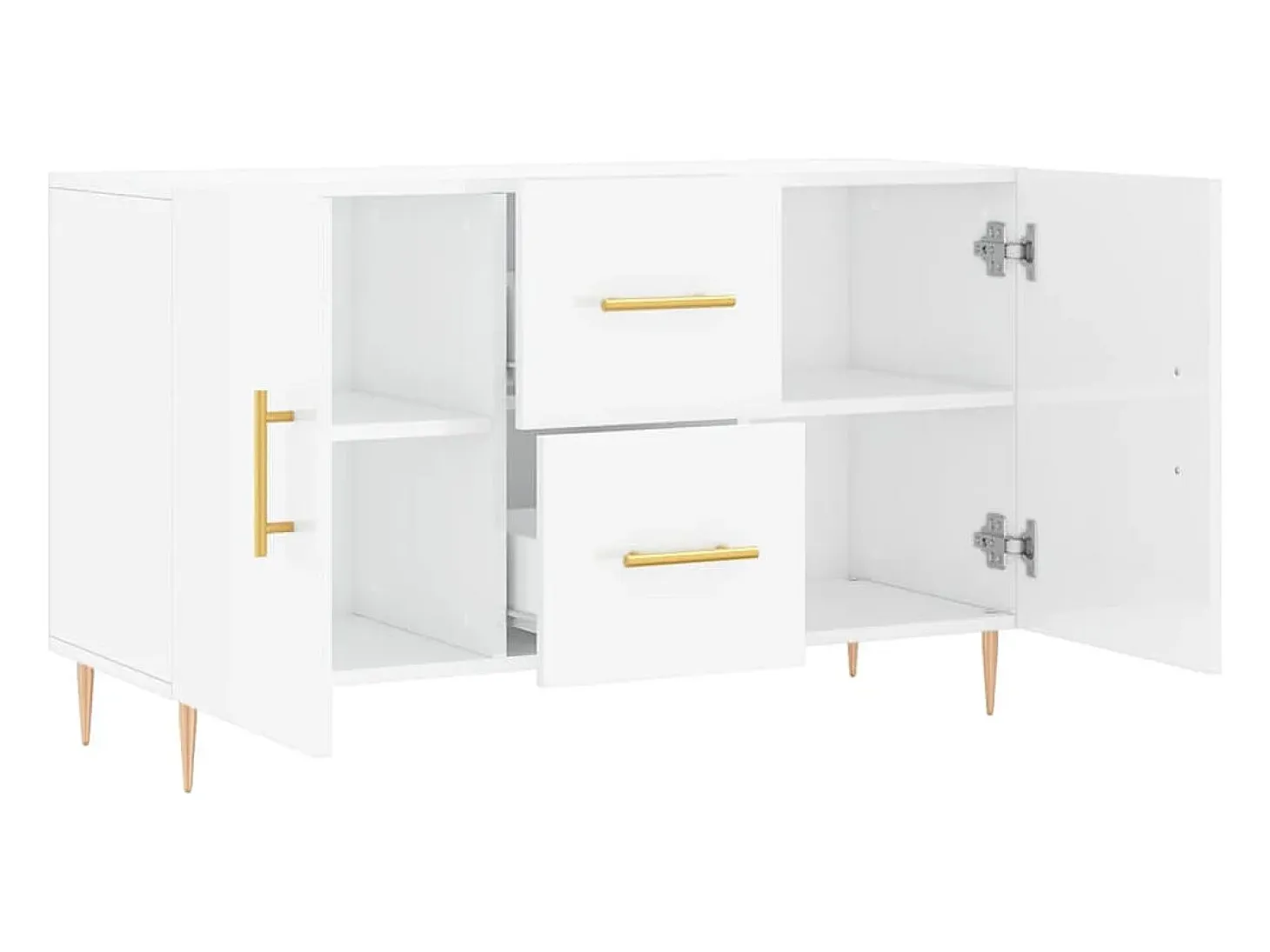 Aparador cómoda cómoda armario mueble organizador cocina salón brillante 100 x 36 x 60 cm madera contrachapada blanco 02_0030553