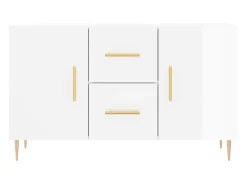 Aparador cómoda cómoda armario mueble organizador cocina salón brillante 100 x 36 x 60 cm madera contrachapada blanco 02_0030553