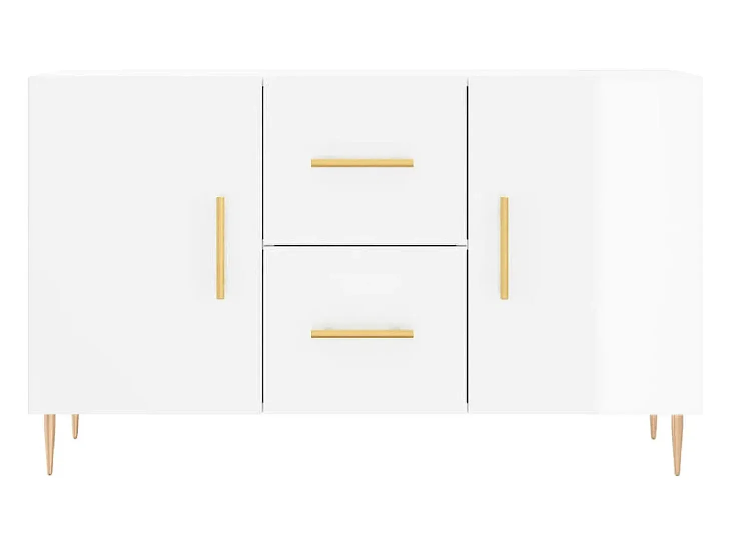 Aparador cómoda cómoda armario mueble organizador cocina salón brillante 100 x 36 x 60 cm madera contrachapada blanco 02_0030553