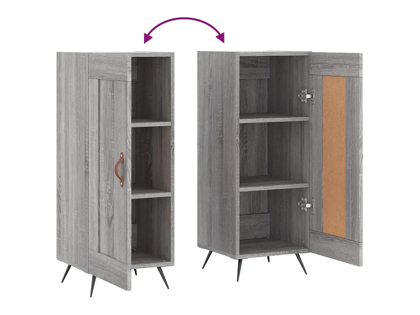 Aparador cómoda cómoda armario mueble organizador cocina salón salón Sonoma 34,5 x 34 x 90 cm madera contrachapada gris 02_0036329