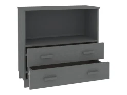 Aparador cómoda cómoda armario mueble organizador cocina salón oscuro 85 x 35 x 80 cm madera maciza de pino gris 02_0032169