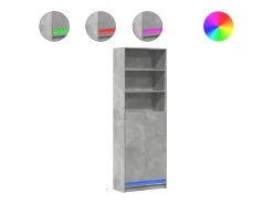 Aparador cómoda cómoda armario mueble organizador cocina salón salón alto con LED 69 x 32,5 x 200 cm madera contrachapada gris 02_0032221