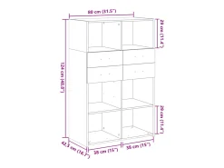 Aparador cómoda cómoda armario mueble organizador cocina salón salón alto Sonoma 80 x 42,5 x 124 cm madera contrachapada marrón 02_0034208
