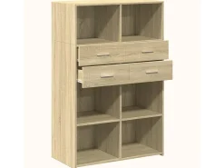 Aparador cómoda cómoda armario mueble organizador cocina salón salón alto Sonoma 80 x 42,5 x 124 cm madera contrachapada marrón 02_0034208