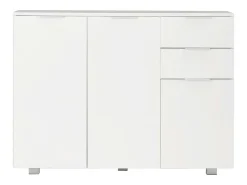Aparador cómoda cómoda armario mueble organizador cocina salón salón brillante 107 x 35 x 80,5 cm blanco 02_0030571