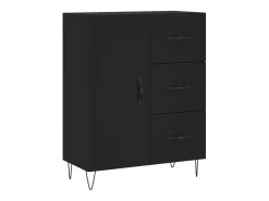 Aparador cómoda cómoda armario mueble organizador cocina salón salón alto 69,5 x 34 x 180 cm madera contrachapada negra 02_0035028