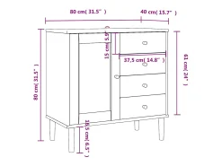 Aparador cómoda cómoda armario mueble organizador cocina salón salón aspecto ratán 80 x 40 x 80 cm madera maciza de pino marrón 02_0036232