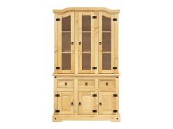 Aparador Cómoda Cómoda Mueble Almacenamiento Organizador Cocina Salón Corona 112 x 43 x 196 cm Madera Maciza Pino Mexicano Marrón 02_0031748