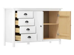 Aparador Cómoda Cómoda Mueble Almacenamiento Organizador Cocina Salón Salón Hill 130 x 40 x 80 cm Madera Maciza de Pino Blanco 02_0035666