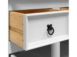 Aparador cómoda cómoda mueble almacenaje organizador cocina salón salón alto Corona 112 x 43 x 196 cm madera maciza pino mexicano blanco 02_0034220