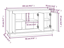 Aparador cómoda cómoda mueble mueble de almacenaje organizador cocina salón salón 102 x 35 x 55 cm madera contrachapada marrón 02_0030848