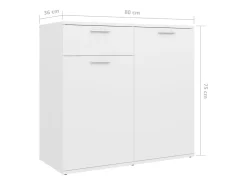 Aparador cómoda cómoda mueble mueble de almacenaje organizador cocina salón salón 160 x 36 x 75 cm madera contrachapada blanco 02_0030212
