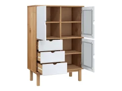 Aparador Cómoda Cómoda Mueble Almacenamiento Organizador Cocina Salón Salón Alto y 85 x 43 x 125 cm Madera Maciza Pino Blanco 02_0035151