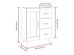 Aparador cómoda cómoda mueble mueble de almacenaje organizador cocina salón salón 69,5 x 34 x 90 cm madera contrachapada marrón 02_0031024