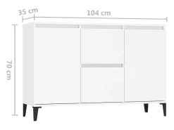 Aparador cómoda cómoda mueble mueble de almacenaje organizador cocina salón salón 104 x 35 x 70 cm madera contrachapada blanco 02_0030184