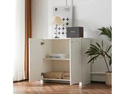 Aparador, cómoda con 2 puertas - 80 x 40 x 80 cm - tableros de partículas - estilo moderno - blanco