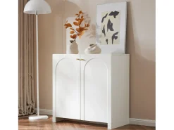 Aparador, cómoda con 2 puertas - 80 x 40 x 80 cm - tableros de partículas - estilo moderno - blanco