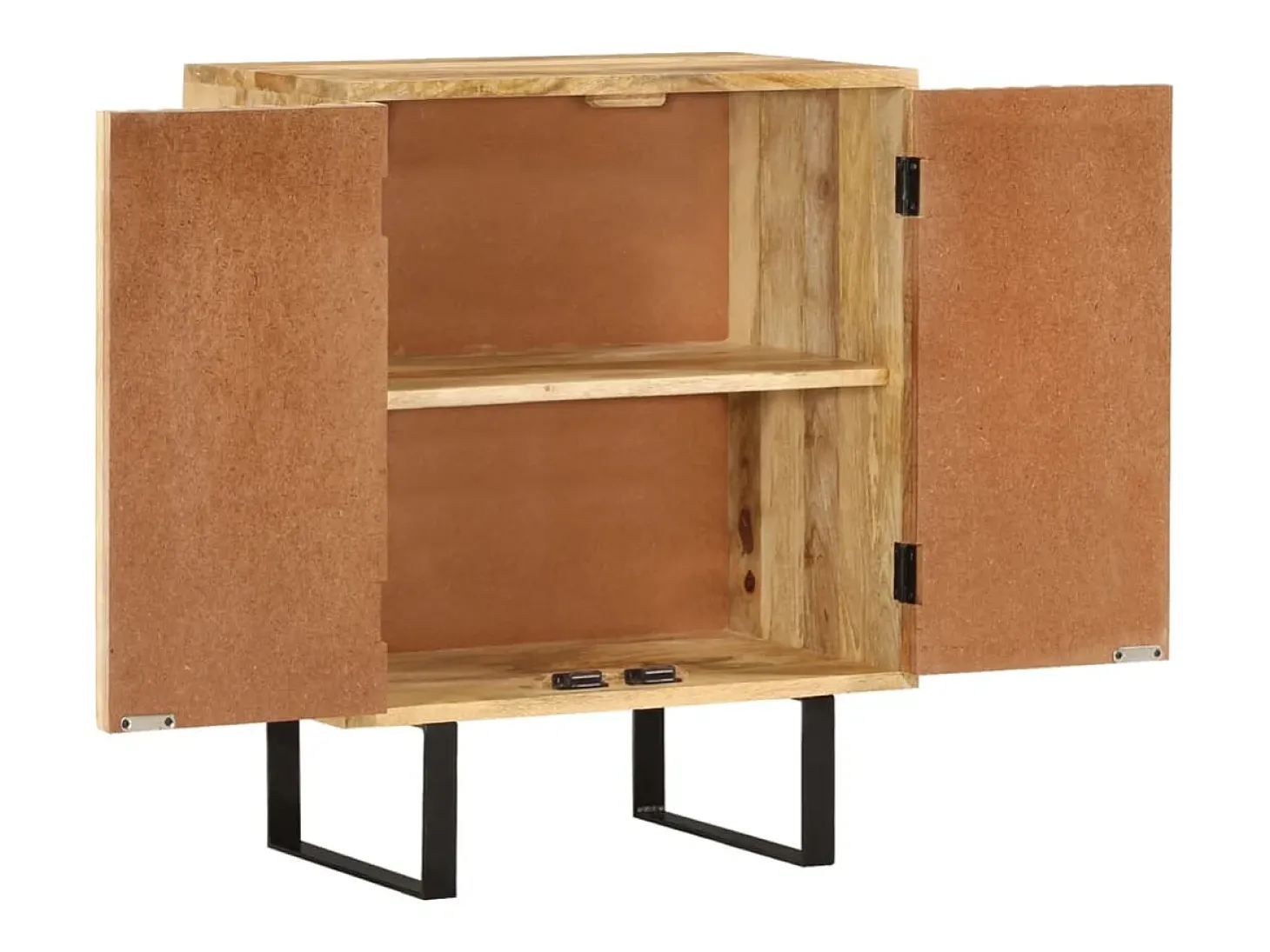 Aparador cómoda mueble almacenaje organizador cocina salón salón con 2 puertas 55 x 35 x 70 cm madera maciza de mango marrón 02_0029726