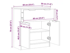 Aparador cómoda mueble de almacenaje organizador cocina salón salón madera vieja 60 x 30 x 70 cm madera de ingeniería marrón 02_0036605