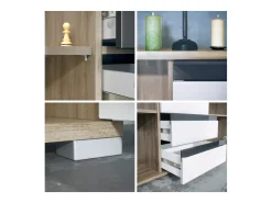 Aparador Cómoda Sylt , cuerpo en negro mate / Frente en antracita mate con molduras en antracita mate (139 x 72 x 35)