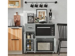 Aparador Cocina con Ruedas Mueble de Almacenamiento para Hornos con 3 Puertas y un cajón 89 x 40 x 89 cm FSB78-HG SoBuy ES