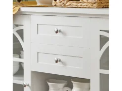 Aparador Cocina Mueble Vitrina de Cristal con 2 Puertas y 2 Cajones 120 x 39 x 78 cm FSB79-W SoBuy ES