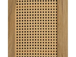 Aparador color madera con 4 puertas de ratán y estantes regulables, tiradores de metal, para salón y comedor