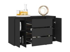 Aparador con 3 cajones madera contrachapada negro 120x41x75 cm ES83944