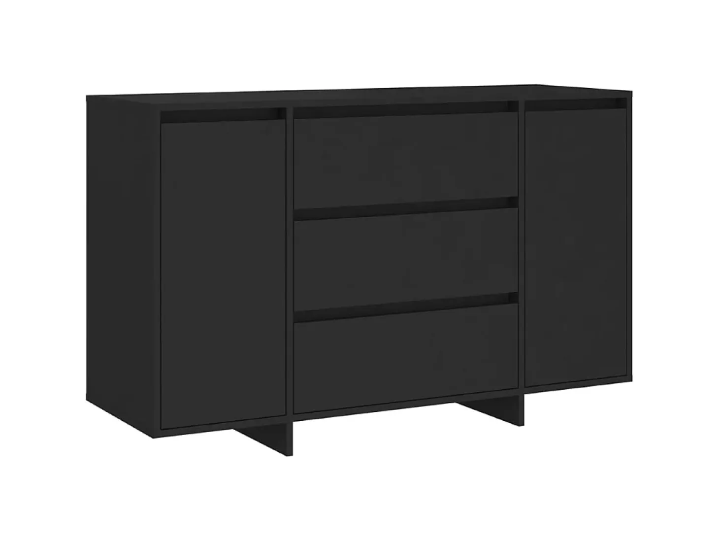 Aparador con 3 cajones madera contrachapada negro 120x41x75 cm ES83944