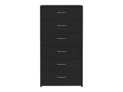 Aparador con 6 cajones Negro 50x34x96 cm Madera contrachapada