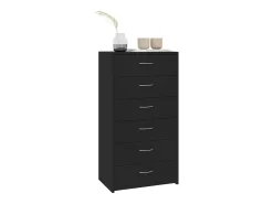 Aparador con 6 cajones Negro 50x34x96 cm Madera contrachapada
