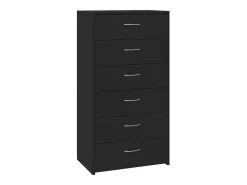 Aparador con 6 cajones Negro 50x34x96 cm Madera contrachapada