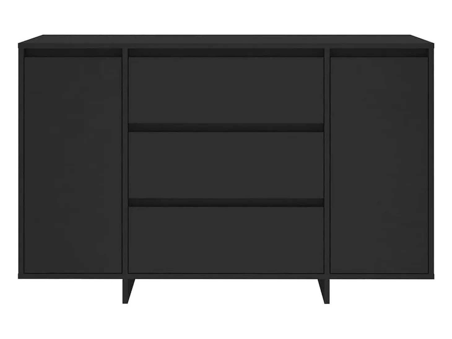 Aparador con 3 cajones Negro 120x41x75 cm Madera de ingeniería